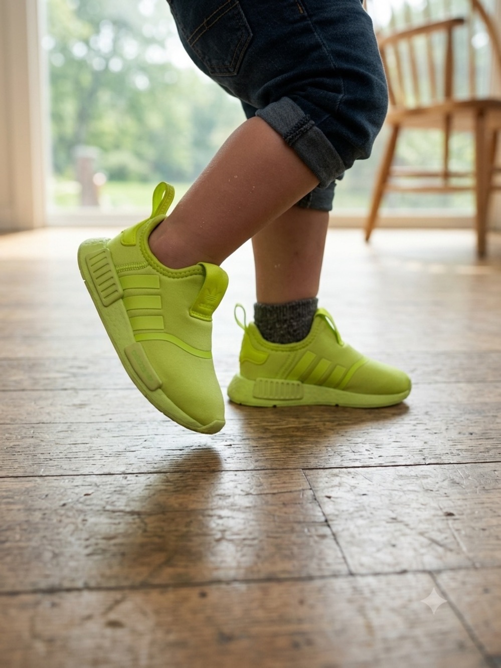 adidas Kids Slip-On Sneakers in Neon Lime